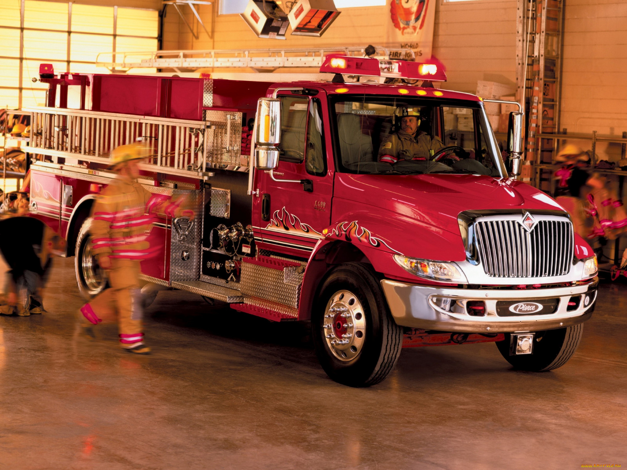 international durastar 4400 firetruck, by pierce 2002, ,  , 